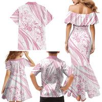 Sharks Couple Dreamy Polynesians Floral Sea Family Matching Mermaid Dress and Hawaiian Shirt Pink LT7 - Polynesian Pride