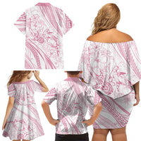 Sharks Couple Dreamy Polynesians Floral Sea Family Matching Off Shoulder Short Dress and Hawaiian Shirt Pink LT7 - Polynesian Pride