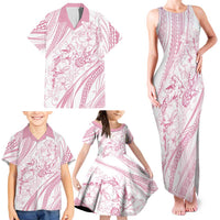 Sharks Couple Dreamy Polynesians Floral Sea Family Matching Tank Maxi Dress and Hawaiian Shirt Pink LT7 - Polynesian Pride