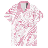 Sharks Couple Dreamy Polynesians Floral Sea Family Matching Tank Maxi Dress and Hawaiian Shirt Pink LT7 Dad's Shirt - Short Sleeve Pink - Polynesian Pride