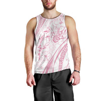 Sharks Couple Dreamy Polynesians Floral Sea Men Tank Top Pink - Polynesian Pride