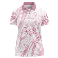 Sharks Couple Dreamy Polynesians Floral Sea Women Polo Shirt Pink LT7 Female Pink - Polynesian Pride