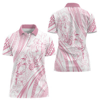 Sharks Couple Dreamy Polynesians Floral Sea Women Polo Shirt Pink LT7 - Polynesian Pride