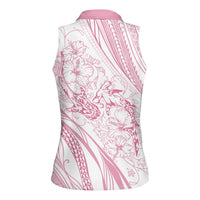 Sharks Couple Dreamy Polynesians Floral Sea Women Sleeveless Polo Shirt Pink LT7 - Polynesian Pride