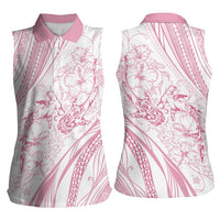 Sharks Couple Dreamy Polynesians Floral Sea Women Sleeveless Polo Shirt Pink LT7 - Polynesian Pride