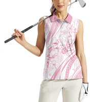 Sharks Couple Dreamy Polynesians Floral Sea Women Sleeveless Polo Shirt Pink LT7 - Polynesian Pride