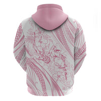 Sharks Couple Dreamy Polynesians Floral Sea Zip Hoodie Pink - Polynesian Pride