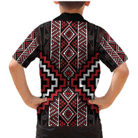 Red Tukutuku Pattern Aotearoa Family Matching Mermaid Dress and Hawaiian Shirt Niho Taniwha and Puhoro Motifs LT7 - Polynesian Pride