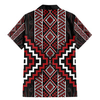 Red Tukutuku Pattern Aotearoa Family Matching Mermaid Dress and Hawaiian Shirt Niho Taniwha and Puhoro Motifs LT7 - Polynesian Pride