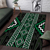 Jade Tukutuku Pattern Aotearoa Area Rug Niho Taniwha and Puhoro Motifs