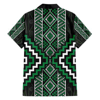 Jade Tukutuku Pattern Aotearoa Family Matching Off The Shoulder Long Sleeve Dress and Hawaiian Shirt Niho Taniwha and Puhoro Motifs LT7 - Polynesian Pride