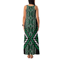 Jade Tukutuku Pattern Aotearoa Family Matching Tank Maxi Dress and Hawaiian Shirt Niho Taniwha and Puhoro Motifs LT7 - Polynesian Pride