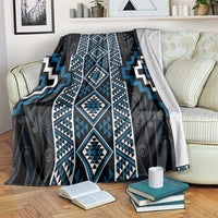 Azure Tukutuku Pattern Aotearoa Blanket Niho Taniwha and Puhoro Motifs