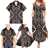 Classic Tukutuku Pattern Aotearoa Family Matching Summer Maxi Dress and Hawaiian Shirt Niho Taniwha and Puhoro Motifs LT7 - Polynesian Pride