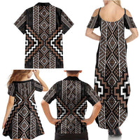 Classic Tukutuku Pattern Aotearoa Family Matching Summer Maxi Dress and Hawaiian Shirt Niho Taniwha and Puhoro Motifs LT7 - Polynesian Pride