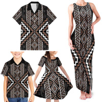 Classic Tukutuku Pattern Aotearoa Family Matching Tank Maxi Dress and Hawaiian Shirt Niho Taniwha and Puhoro Motifs LT7 - Polynesian Pride