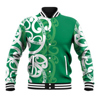 Pounamu Green Maori Baseball Jacket Koru Kowhaiwhai - Polynesian Pride
