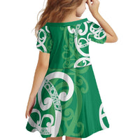 Pounamu Green Maori Family Matching Off Shoulder Maxi Dress and Hawaiian Shirt Koru Kowhaiwhai LT7 - Polynesian Pride