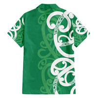 Pounamu Green Maori Family Matching Off Shoulder Maxi Dress and Hawaiian Shirt Koru Kowhaiwhai LT7 - Polynesian Pride