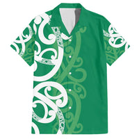 Pounamu Green Maori Family Matching Short Sleeve Bodycon Dress and Hawaiian Shirt Koru Kowhaiwhai LT7 Dad's Shirt - Short Sleeve Green - Polynesian Pride
