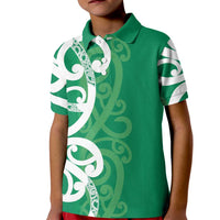 Pounamu Green Maori Kid Polo Shirt Koru Kowhaiwhai - Polynesian Pride