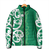 Pounamu Green Maori Padded Jacket Koru Kowhaiwhai - Polynesian Pride