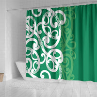 Pounamu Green Maori Shower Curtain Koru Kowhaiwhai - Polynesian Pride