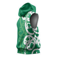 Pounamu Green Maori Sleeveless Hoodie Koru Kowhaiwhai LT7 - Polynesian Pride