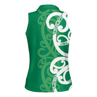 Pounamu Green Maori Women Sleeveless Polo Shirt Koru Kowhaiwhai LT7 - Polynesian Pride