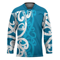 Azure Blue Maori Hockey Jersey Koru Kowhaiwhai - Polynesian Pride