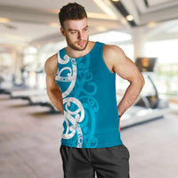 Azure Blue Maori Men Tank Top Koru Kowhaiwhai - Polynesian Pride