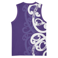 Violet Green Maori Basketball Jersey Koru Kowhaiwhai - Polynesian Pride