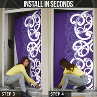 Violet Green Maori Door Cover Koru Kowhaiwhai - Polynesian Pride