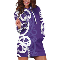 Violet Green Maori Hoodie Dress Koru Kowhaiwhai - Polynesian Pride