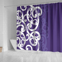 Violet Green Maori Shower Curtain Koru Kowhaiwhai - Polynesian Pride
