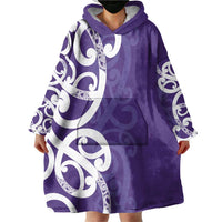 Violet Green Maori Wearable Blanket Hoodie Koru Kowhaiwhai - Polynesian Pride