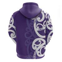 Violet Green Maori Zip Hoodie Koru Kowhaiwhai - Polynesian Pride