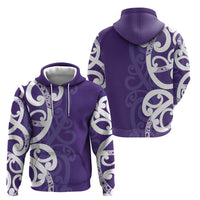 Violet Green Maori Zip Hoodie Koru Kowhaiwhai - Polynesian Pride
