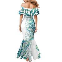 Paua Shell Maori Family Matching Mermaid Dress and Hawaiian Shirt Koru Kowhaiwhai LT7 - Polynesian Pride