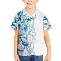 Turquoise Paua Shell Maori Kid Hawaiian Shirt Koru Kowhaiwhai - Polynesian Pride