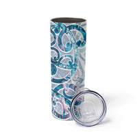 Turquoise Paua Shell Maori Skinny Tumbler Koru Kowhaiwhai - Polynesian Pride