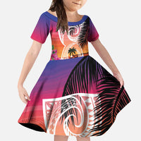 Guam Chamorro Family Matching Mermaid Dress and Hawaiian Shirt Artsy Latte Stone LT7 Daughter's Dress Art - Polynesian Pride