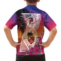 Guam Chamorro Family Matching Off The Shoulder Long Sleeve Dress and Hawaiian Shirt Artsy Latte Stone LT7 - Polynesian Pride