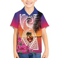 Guam Chamorro Family Matching Summer Maxi Dress and Hawaiian Shirt Artsy Latte Stone LT7 Son's Shirt Art - Polynesian Pride