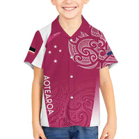 Personalised New Zealand Rugby Family Matching Off Shoulder Maxi Dress and Hawaiian Shirt Aotearoa Champions - Pink Version LT7 Son's Shirt Pink - Polynesian Pride