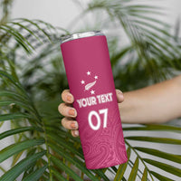 Personalised New Zealand Rugby Skinny Tumbler Aotearoa Champions - Pink Version LT7 - Polynesian Pride