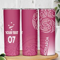 Personalised New Zealand Rugby Skinny Tumbler Aotearoa Champions - Pink Version LT7 - Polynesian Pride