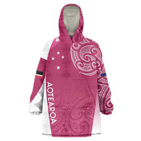 Personalised New Zealand Rugby Wearable Blanket Hoodie Aotearoa Champions - Pink Version LT7 One Size Pink - Polynesian Pride