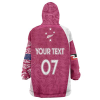 Personalised New Zealand Rugby Wearable Blanket Hoodie Aotearoa Champions - Pink Version LT7 - Polynesian Pride