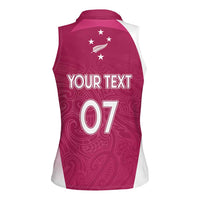 Personalised New Zealand Rugby Women Sleeveless Polo Shirt Aotearoa Champions - Pink Version LT7 - Polynesian Pride